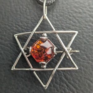 ⭐Silver Amber Star Pin-Pendant